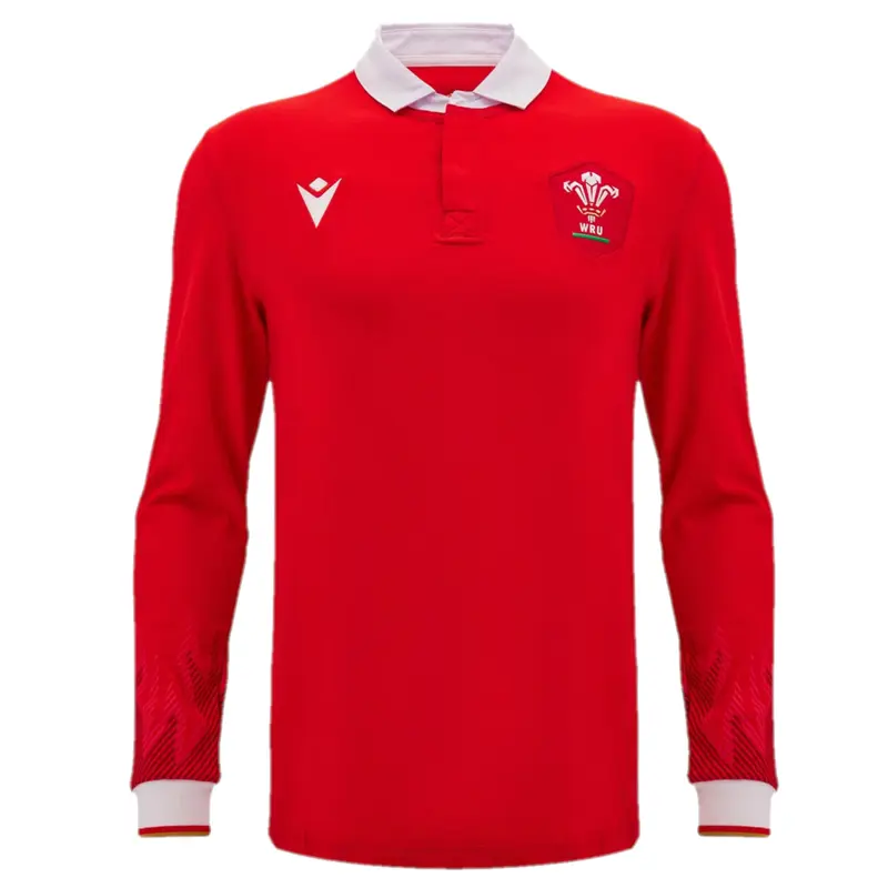 Wales Rugby Men's Shirt Home Macron Long Sleeve Jersey 2