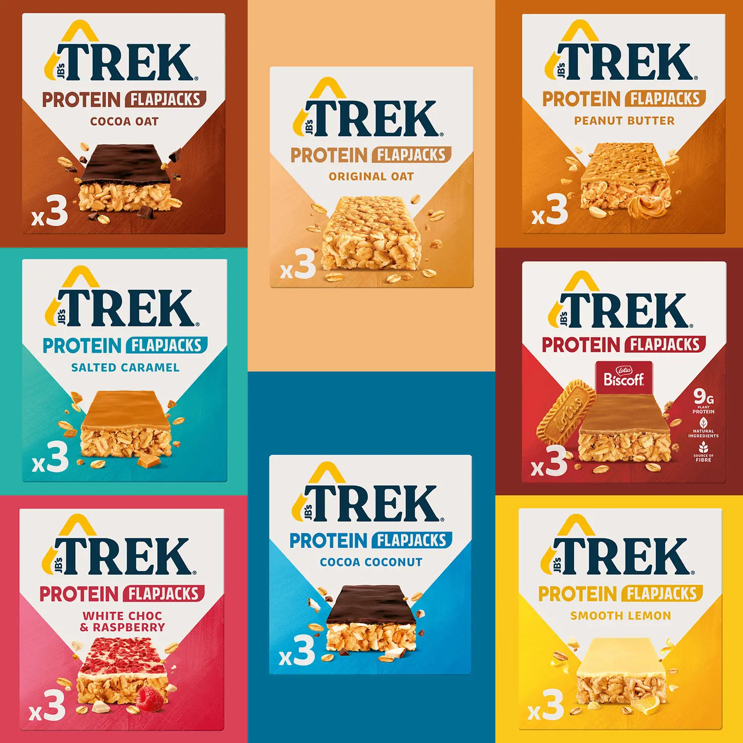 TREK Flapjack Selection 24 x 50g - Delicious Protein Snack healthy  protein