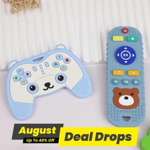 Cute Bear Game Console & Remote Control Toy Design Teething Toy (2 Counts/set), Christmas Baby Teether Toy, Soft Silicone Baby Teething Toy, Gift for Baby Girls, Play Toys, Teething Relief Set, Newborn Baby Essentials
