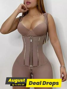 Women's Contrast Lace Zipper Shapewear Romper, Adjustable Hook & Eye Tummy Control Shaper, Women's Shapewear for All Seasons, Lady Shaper with Zipper, Underwear, Body Sculpting Compression