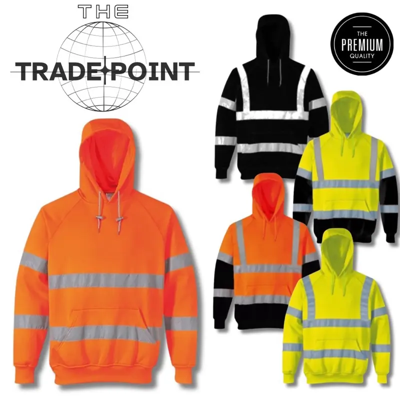 Hi Visibility Men's Pullover Hoodies - 100% Polyester Workwear for Safety and Comfort - Worker, Yellow