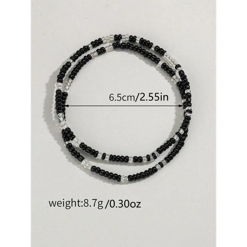 Simple Beaded Elasticity Anklet, for Women & Girls, Casual Accessories for Party, Daily Clothing Decor, Summer Outfits 2024 Jewelry for Birthday Gift 4