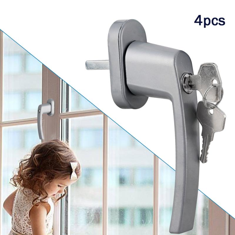 Product Introduction of 4Pcs Window Handle Key Locking Silver Universal Aluminum Double Glazing Fitting 11