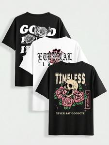 Men's Graphic Print Round Neck Tee, Regular Fit Casual Short Sleeve Crew Neck T-shirt for Daily Wear, Men's Top for Summer