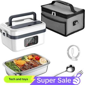 Portable Electric Lunch Box, USB Rechargeable Cordless Heated Insulated Lunch Compartment Lunchbox, Durable Insulated Lunchbox Cooler, Food Heater for Home Office School Picnic, Travel, Meal Prep Containers, Bento Box, Lunchbox, Thermal Lunch Boxes