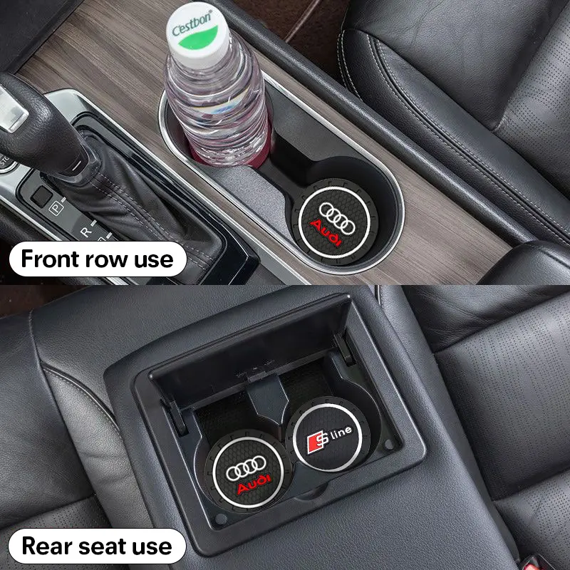2Pcs Car Coaster Water Cup Bottle Holder Anti-slip Pad Mat For Audi Sline A6 C5 C6 C7 C8 A4 B5 B6 B7 B8 B9 S3 S4 S5 Q3 8U Q5 8R 4