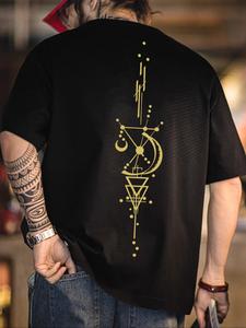 Men's Graphic Print Round Neck Tee, Loose Casual Short Sleeve T-shirt for Summer, Men's Top for Daily Wear