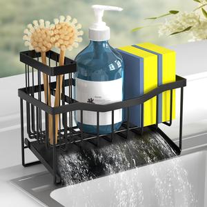 Kitchen Sink Drain Storage Rack, Multifunctional Sink Sponge Holder, Stainless Steel Kitchen Utensil Storage Organizer, Household Kitchen Accessories
