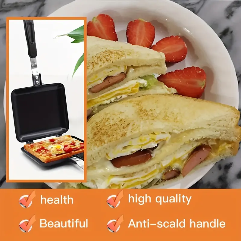 Double-Sided Non-Stick Versatile Sandwich Maker - Ideal for Outdoor Camping & Kitchen Use, Perfect for Grilled Cheese, Breakfast Sandwiches & Omelets 5