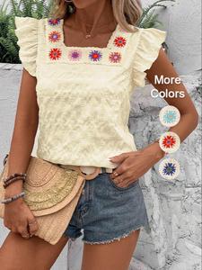 Women's Floral Print  Blouse, Elegant Cap Sleeve Top for Summer, Ladies Clothes for Daily Wear