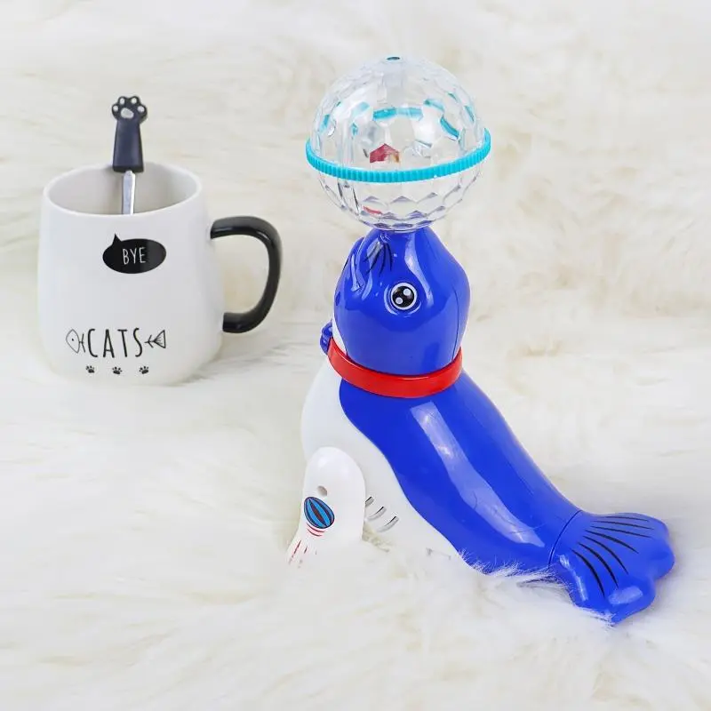 360° Rotating Sea Lion Top Toy with Flashing Lights & Music – Cute Cartoon Animal Puzzle for Youngsters, Blue & Red Whimsical Design, Perfect Gift for Valentine’s Day, Christmas, Thanksgiving, Easter (Batteries Not Included) 2