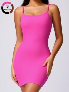 Women's Solid Color Adjustable Strap Shapewear Cami Bodysuit, Casual Comfy Tummy Control Butt Lift Shaper Bodysuit for Daily Wear, Women's Shapewear for All Seasons