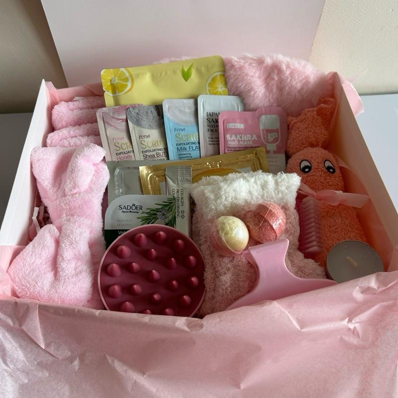 The Ultimate Self Care Gift Set, pamper spa at home, luxury skincare & relaxation essentials, perfect birthday gift, self care gift, girls night in, pamper gift box, beauty and wellness set, includes face masks, scrubs, bath bombs, socks,  Skincare, Lemon 3
