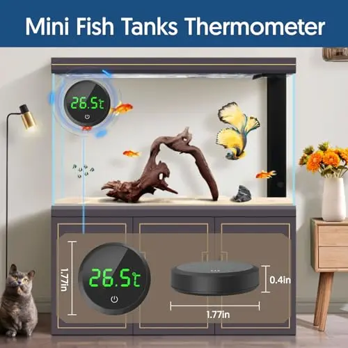 Fish Tank Thermometer Aquarium Thermometer Wireless Touch Stick Digital Aquarium Thermometer LED Display ±1°C for Monitoring The Fish Tank Aquarium Temperature Accessories 5