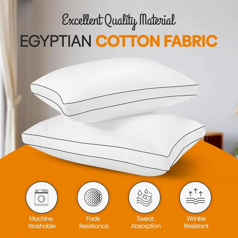 Premium Egyptian Cotton Box Pillows (ALL Packs) – Extra Fluffy, Hypoallergenic & Breathable | Hotel Quality | SAME DAY SHIPPING 2