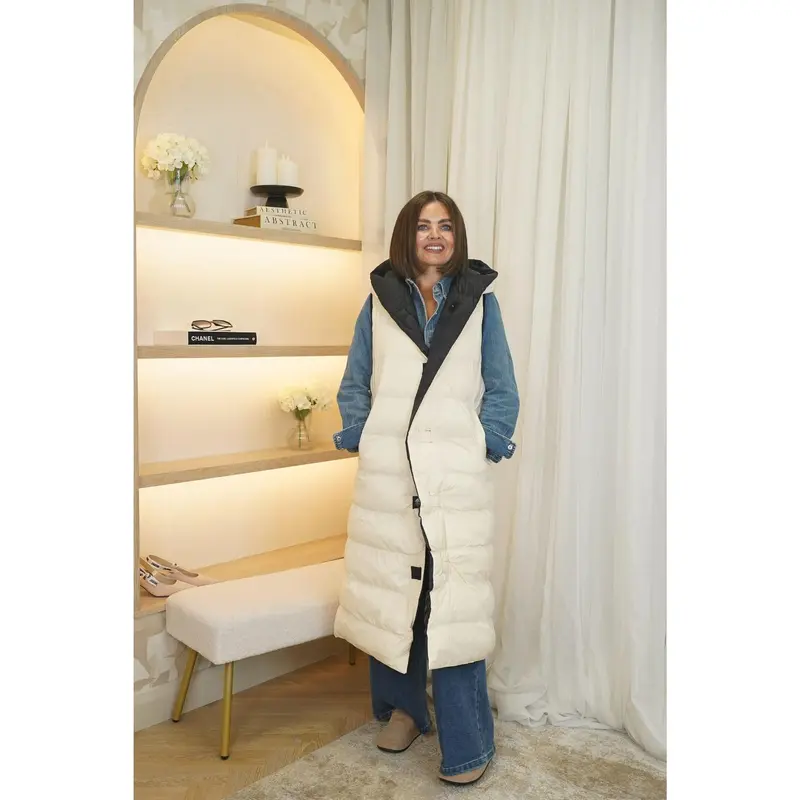 Love Laura Reversible Gilet In Black & Neutral 5