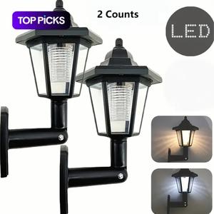 Solar Powered Outdoor Wall Light, 2 Counts Waterproof LED Solar Light, Outdoor Wall Lamp for Garden Patio Yard Deck Fence Garage Decoration