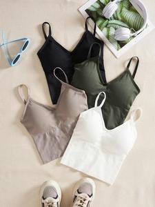 Women's Plain Criss Cross Backless Sports Bra, Casual Breathable Sports Top for Yoga Gym Workout, Women's Sport & Outdoor Clothing for All Seasons, Strappy Workout Bra