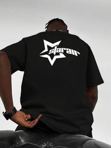 Men's Letter Print Round Neck Tee, Loose Casual Short Sleeve Crew Neck T-Shirt for Summer, Fashion Men's Top for Daily Wear