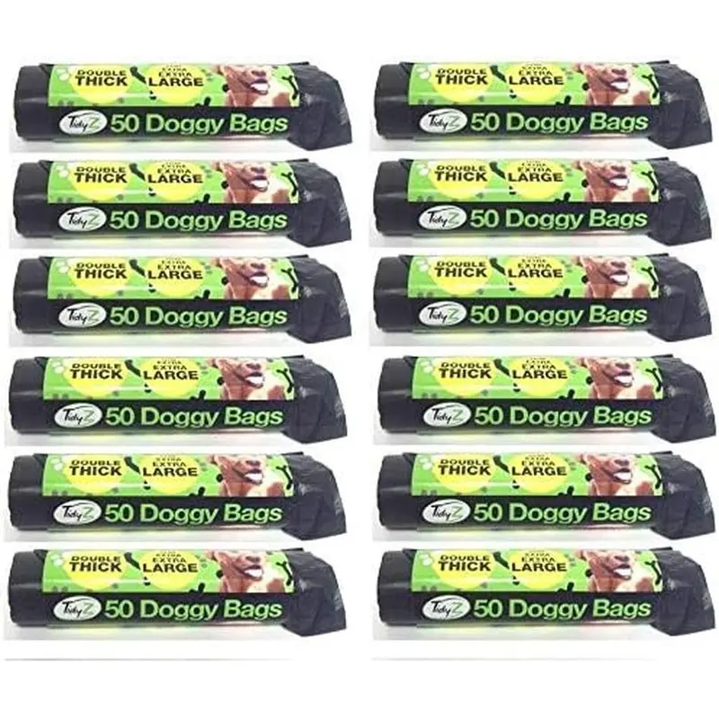 Extra Strong Black Doggy Waste Bags with Tie Handle 600 32Cm X 38Cm (1) 1