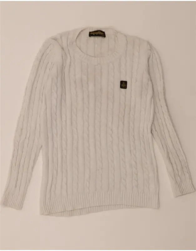 Pre-Owned Vintage REFRIGIWEAR Womens Crew Neck Jumper Sweater UK 12 Medium White Cotton 1