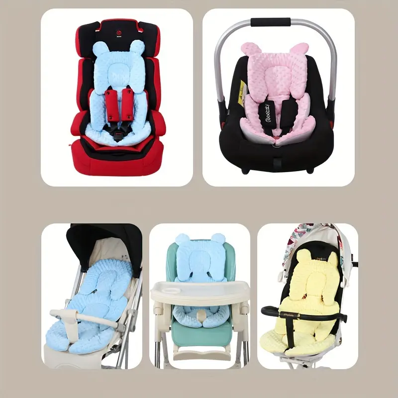 Rainbow Snowman A Dual - Sided Thickened, Warm and Breathable Car Seat Liner for Infants and Toddlers. It's a Universal Fit Cushion Made of Polyester Fiber, Available in Pink and Blue. 3