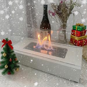 Mini Alcohol Heater for Indoor Outdoor Use, Rectangular Fire Pit Personal Heater Camping Accessory, Desktop Fireplace Christmas Gift