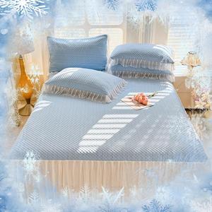 Solid Color Cooling Mat Set, 3 Counts/set Including Fitted Sheet & Pillowcase, Soft Comfortable Bedding Set for Home Bedroom Hotel Dormitory