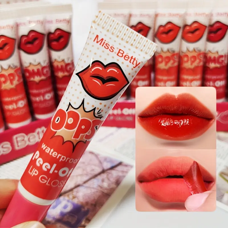 Miss Betty 3 Packs Peel-Off Lip Stain Lip Tint Set - Waterproof, Matte Nude Lip Gloss for Women, Long-Lasting, Non-Stick Cup, All Skin Types, Beauty Essentials|Peeloff Lipstick|Waterproof Finishlip plumper gloss Lipgloss Lipstick Makeup Glossy Cosmetic