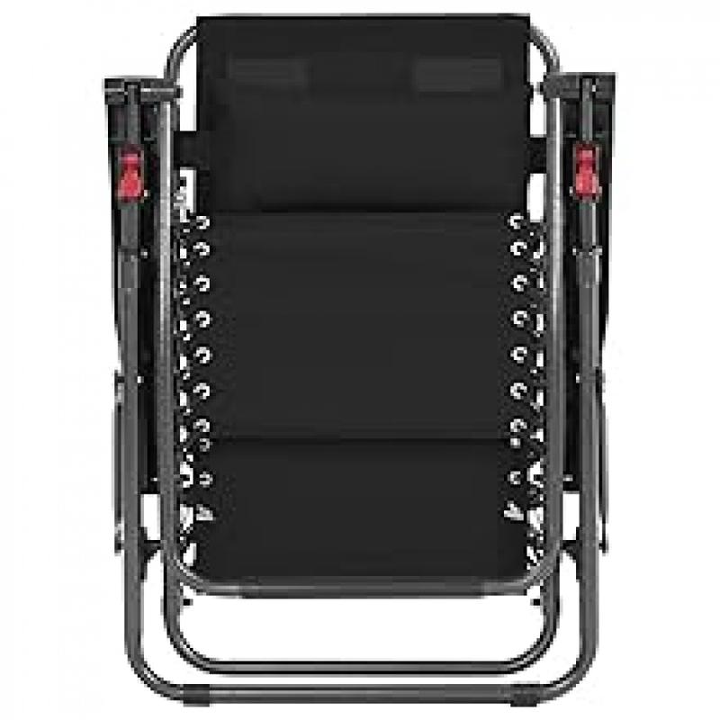 Product Introduction of 3PCS Zero Gravity Recliner Portable Foldable Outdoor Sunlounger Table Set w/Pillow & Carry Strap for Patio Deck Garden Pool Black 5