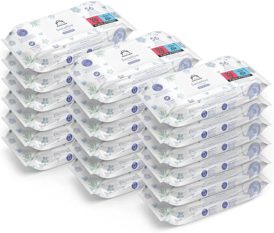 Mama Bear Sensitive Unscented Baby Wipes, 1008 Count (18 Packs of 56)