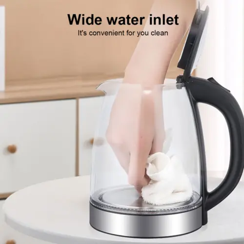 2025 New, 1.8L Blue Light Boiling Electric Kettle - Food grade stainless steel, fast boiling and safe - Multifunctional, can be used for making tea, coffee, very suitable for British kitchens - Durable, easy to use high borosilicate glass electric kettle 7