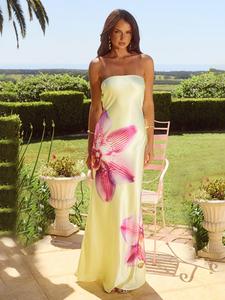 Women's Floral Print Tube Dress, Elegant Sleeveless Strapless Dress for Party Beach Holiday, Ladies Summer Clothes, Womenswear