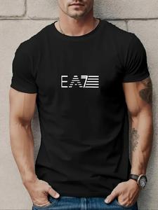 Men's Letter Print Round Neck Graphic Tee, Regular Fit Casual Short Sleeve Crew Neck T-shirt for Summer, Fashion Men's Top for Daily Wear, Athletic Style Activewear