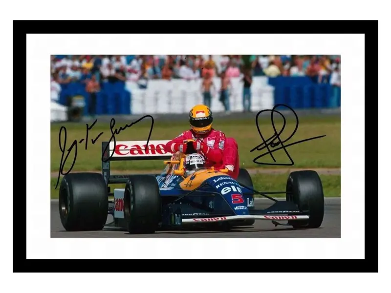 Ayrton Senna & Nigel Mansell - Formula 1 Autographed Signed And Framed Photo 0