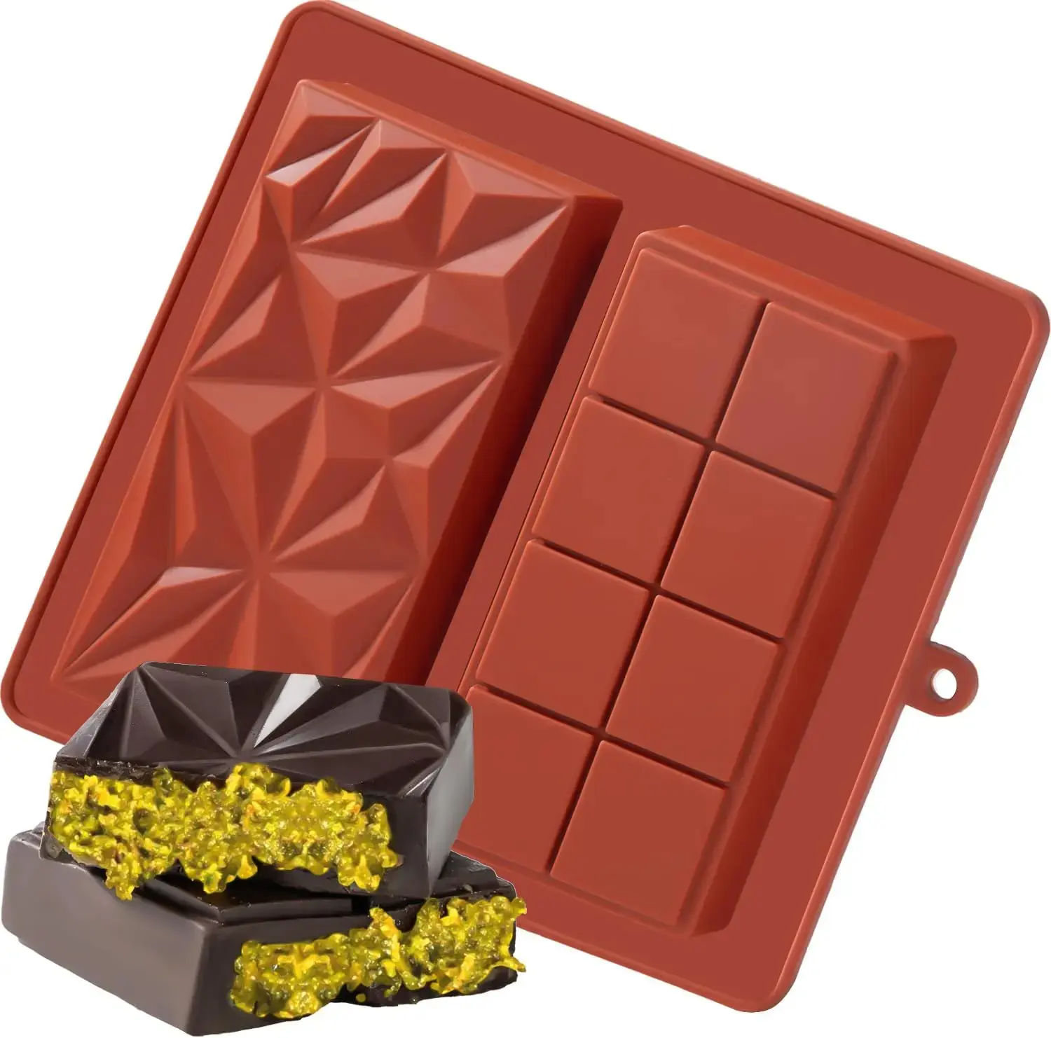 Dubai Chocolate mold  Bar Pistachio Silicone Thick  for Filling Bars Flexible