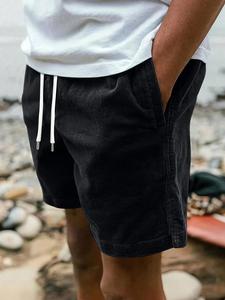 Men's Solid Color Corduroy Shorts, Loose Casual Comfy Breathable Shorts for Summer, Men's Bottoms for Daily Wear