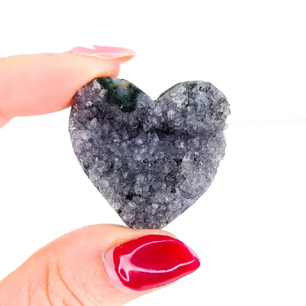 Druzy Amethyst Crystal cluster heart carving