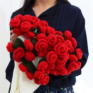 90cm Handmade Crochet Rose Flower Throw Blanket Gift for Mothers Valentines Birthday Gift