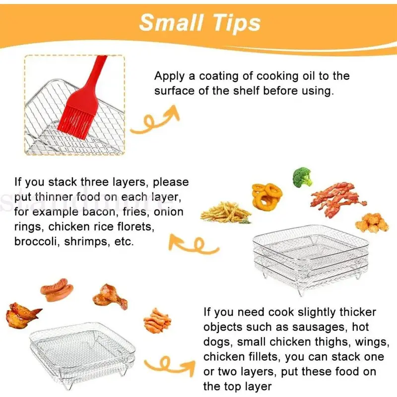 Air Fryer Dehydrator Racks Tray Accessories Stainless Steel Air Fryer Basket 6