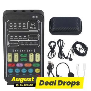 Portable Handheld Microphone Voice Changer, Rechargeable Voice Changer Sound Card, Professional Voice Changer for Live Streaming, Singing, Gaming, Audio, Lapel USB Mic, Live Podcast Equipment