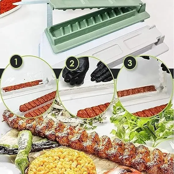 Manual Kebab Maker for Kitchen Outdoor Barbecue, Black Kabab Mould Turkish Kebab Brochette Maker - Utensils 4