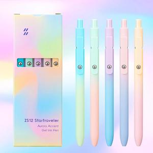 Multicolor Press Type Quick Drying Carbon Pen, 5 Counts Press Rainbow Gel Pen for Journaling, Gel Pen & Highlighter Pen Set, Colorful Highlighter Marker, Office Accessories, Mini School Supplies, Multifunctional Stationery, Colored Pen Set, Gel Ink Pen