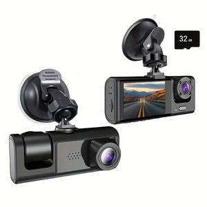 Dual Lens Dash Cam, 1080P Front & Inside Video Recorder Camera, G-sensor Car DVR with 32GB Memory Card & Holder & Accessories, Car Video Surveillance