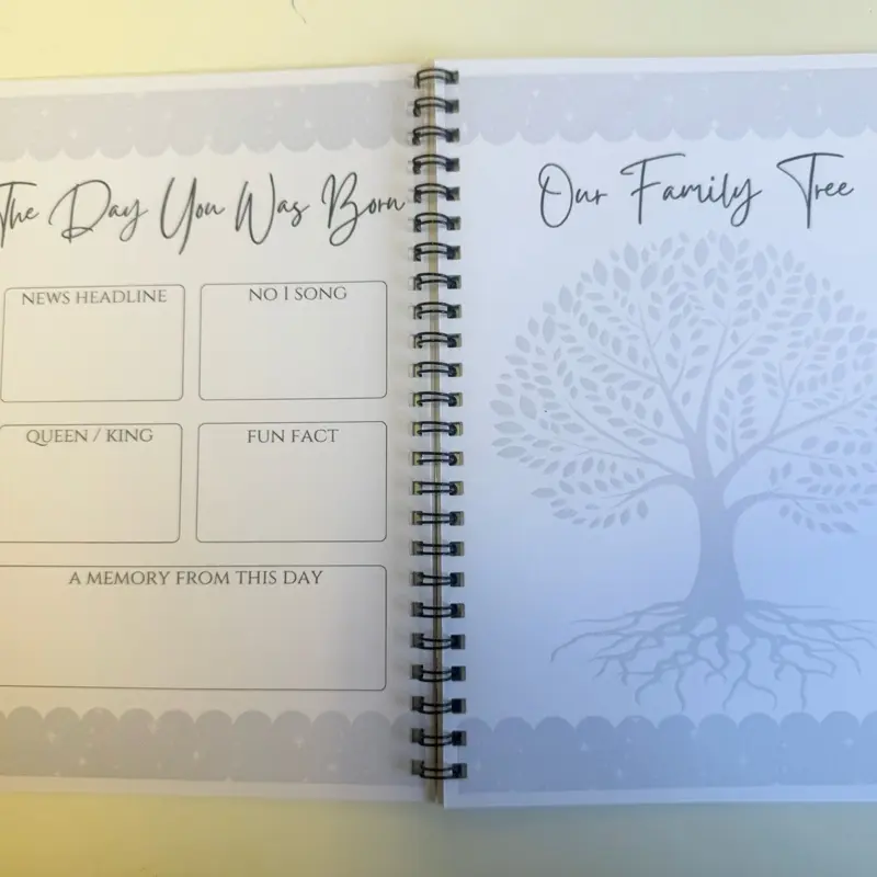 Baby Journal, Memories and Moments Book, 0-12 Months, Organize Your Baby's Growth and Development, Grey And White 4