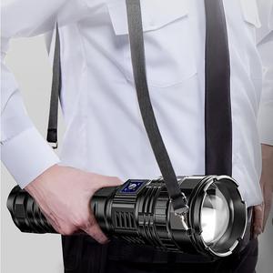 Outdoor Portable Waterproof Flashlight, Multifunctional Type-c Charging Zoom Distance LED Super Bright Flashlight for Hiking Night Fishing Patrol Mountaineering Camping Use