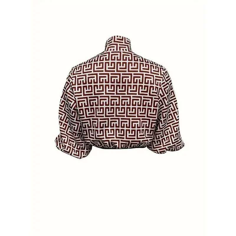 Polka-dot Print Zipper Crop Jacket, Casual Lantern Sleeve Jacket For Spring & Fall, Women's Clothing 7
