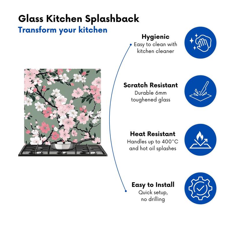 Pink Floral Abstract Pattern Kitchen Splashback 2