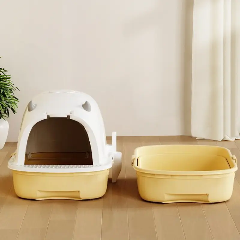 Livingandhome Detachable Cat Litter Box with Sand-Leakage Pedal and Odour Control Bag 6