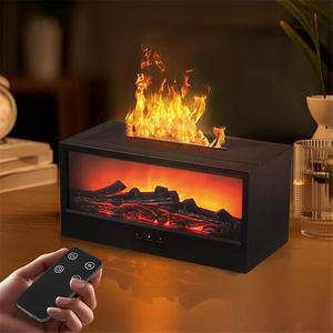 Flame Diffuser, 3D Flame Essential Oil Diffuser, 150ml Fireplace Flame Humidifier with 7 Colour Lights, Timer, Auto-Off, Remote Control, Super Quiet Night Light Aroma Diffusers for Home Office Bedroom